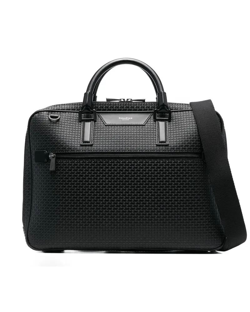 Serapian Laptophülle aus strukturiertem Leder - Schwarz Schwarz