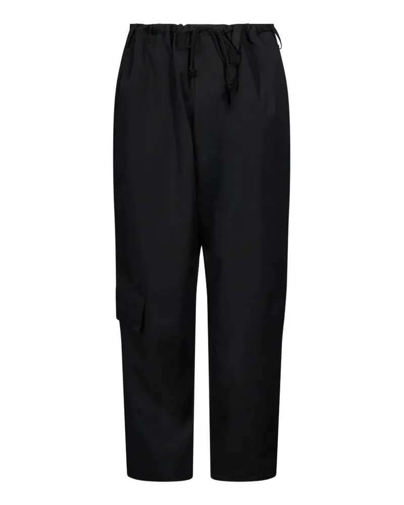 Yohji Yamamoto Cargohose aus Gabardine mit Kordelzug - Schwarz Schwarz