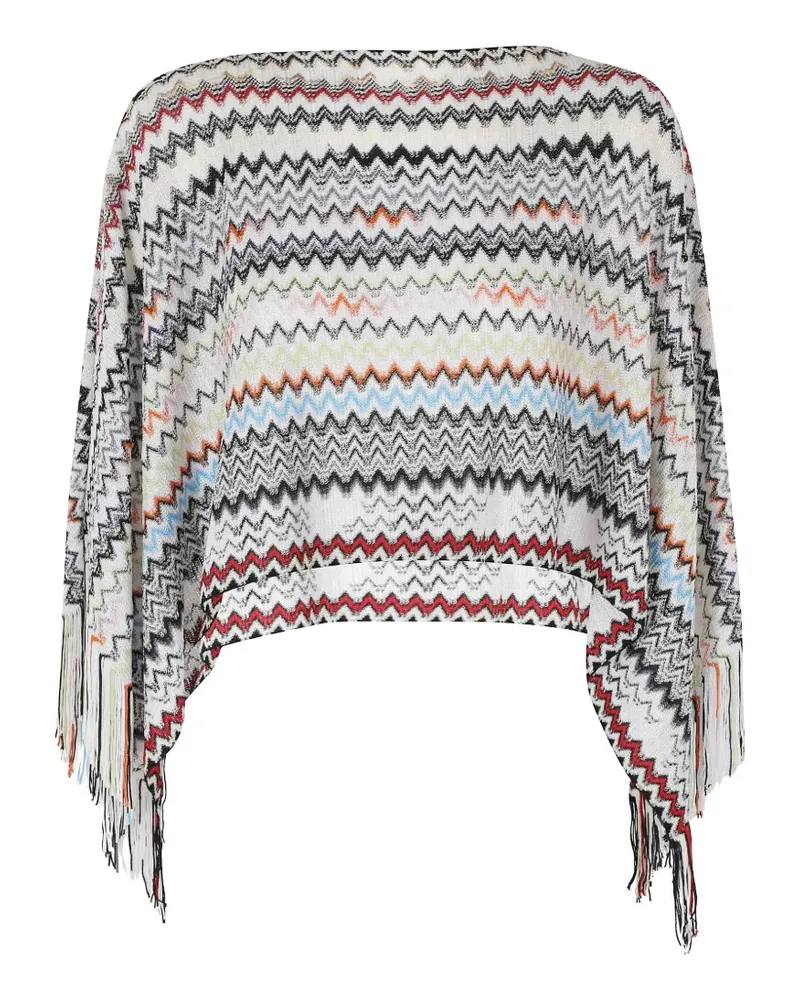 Missoni zigzag fringe-trim poncho - Nude Nude