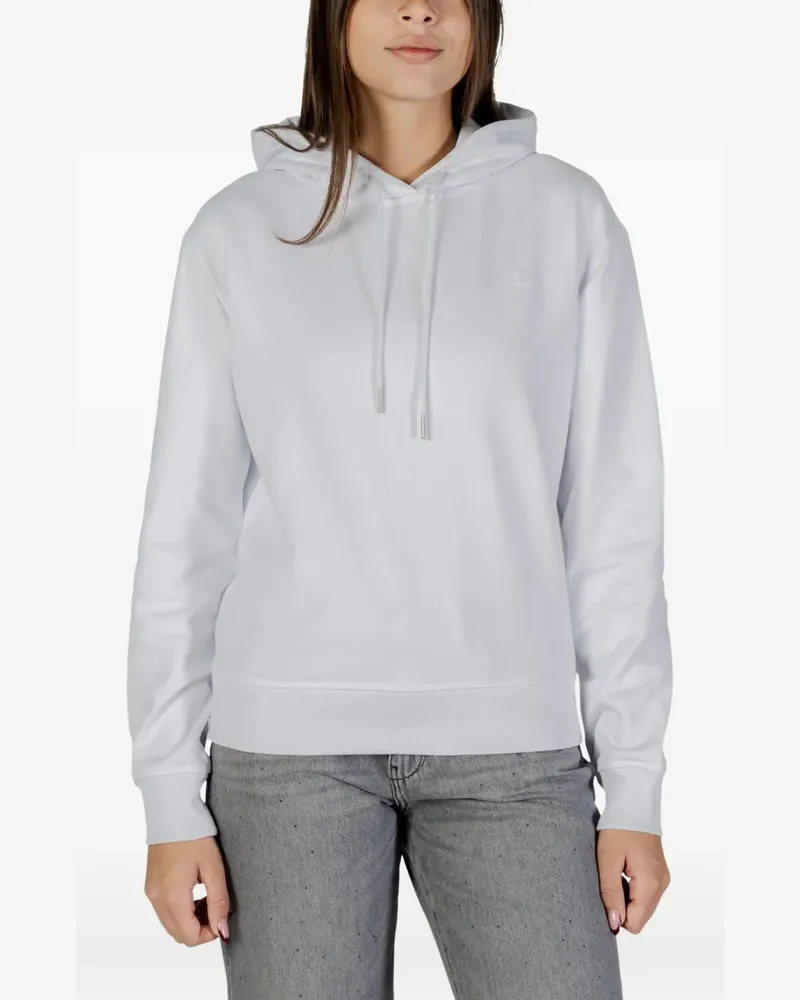 Calvin Klein Terry logo-embroidered drawstring hoodie - Weiß Weiß