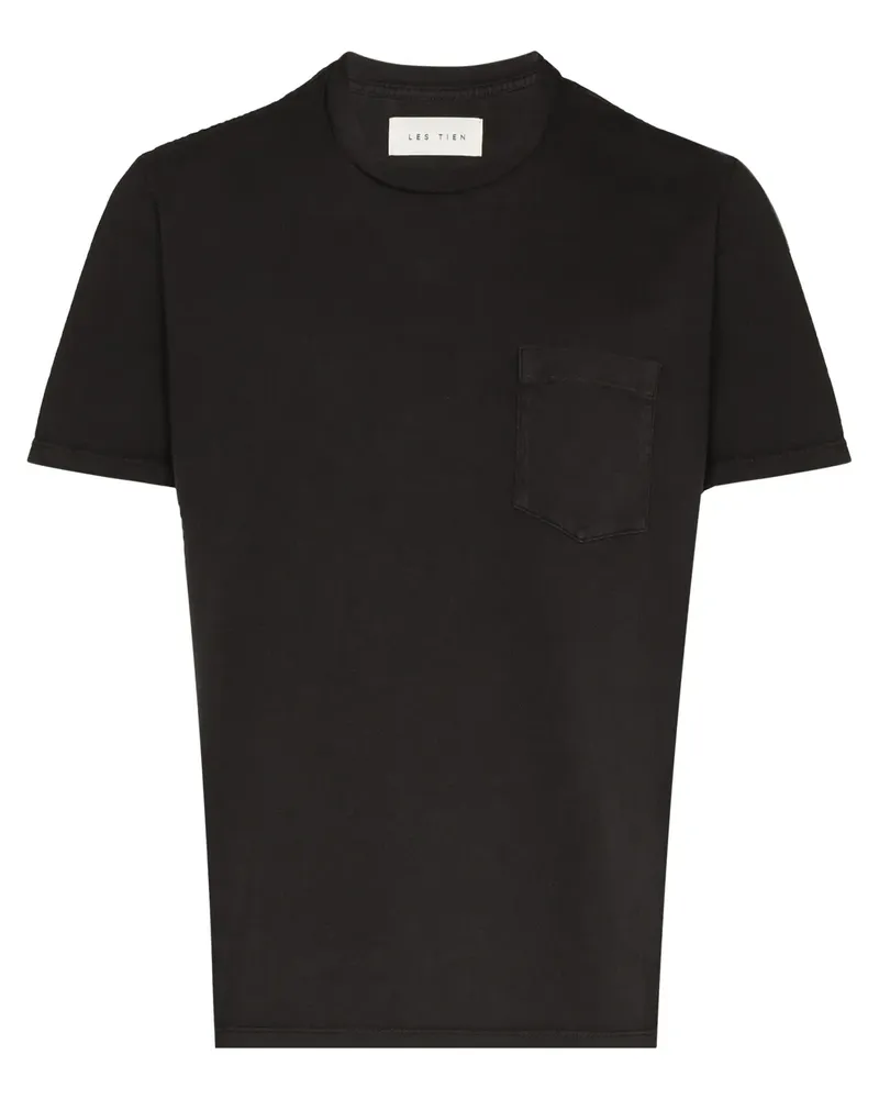 LES TIEN T-Shirt mit Brusttasche - Schwarz Schwarz