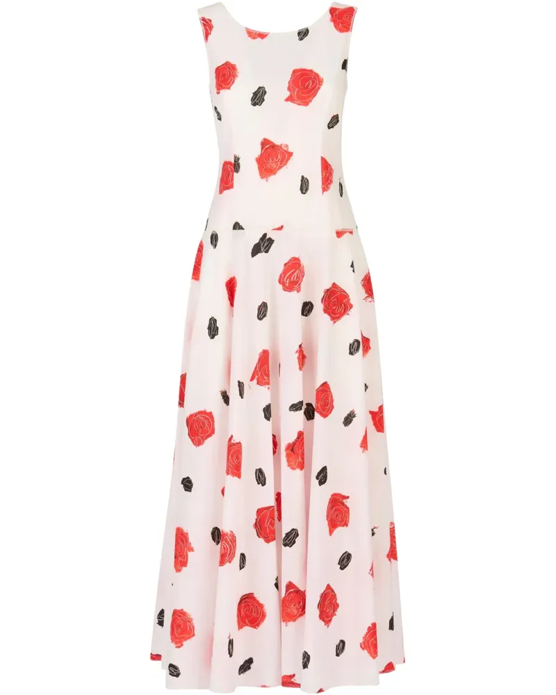 Marni Midikleid mit Rosen-Print - Weiß Weiß