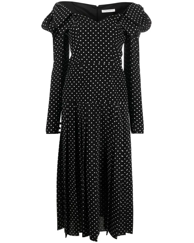 Alessandra Rich Gepunktetes Midikleid - Schwarz Schwarz