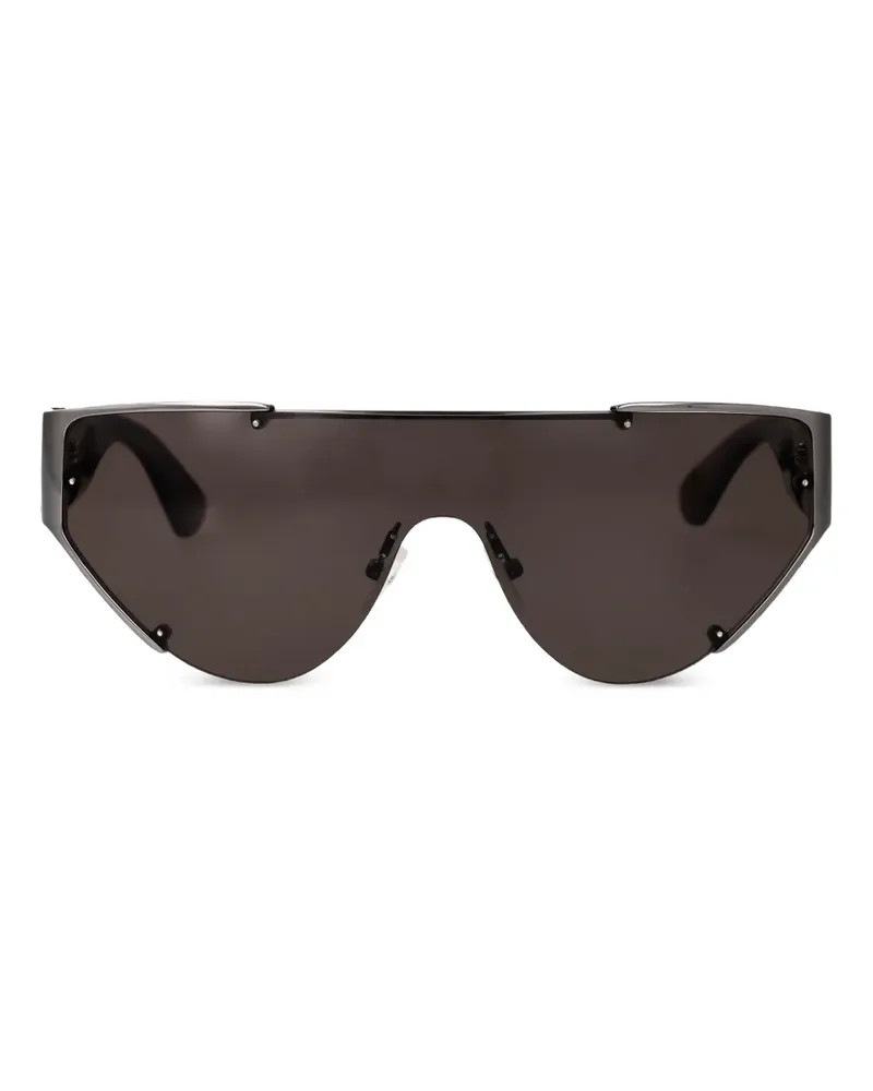 Alexander McQueen AMQ The Grip Sonnenbrille mit Shield-Gestell - Schwarz Schwarz