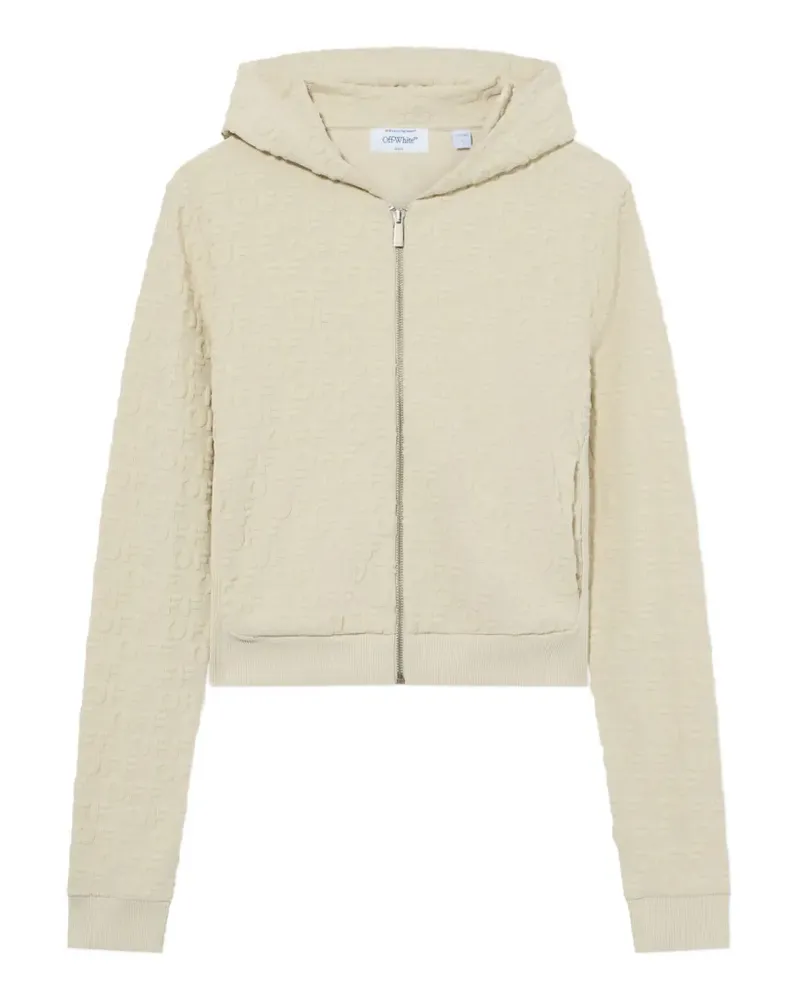 OFF-WHITE logo-embossed zip-up hoodie - Nude Nude