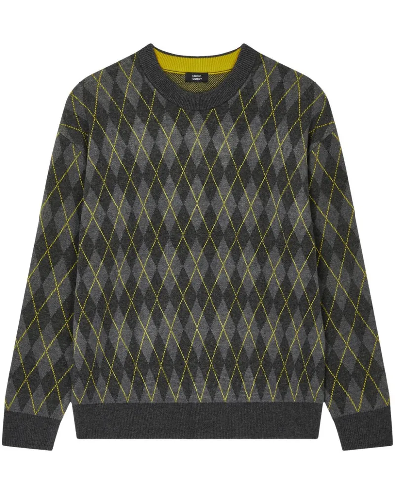STUDIO TOMBOY Pullover mit Argyle-Muster - Grau Grau