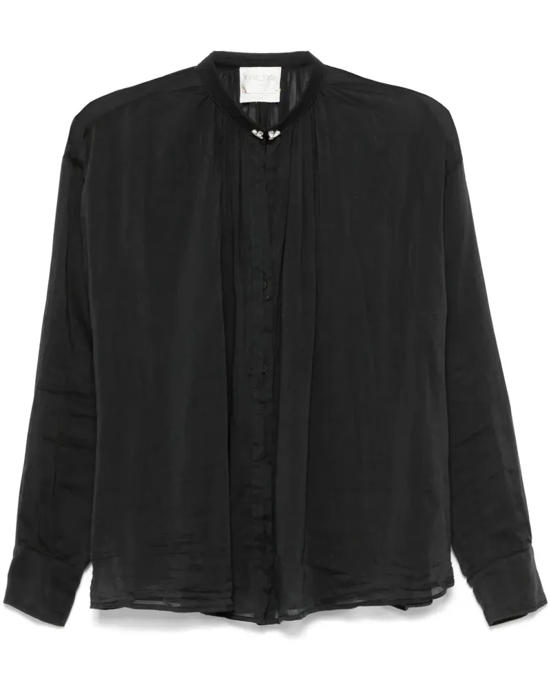 forte_forte Semi-transparentes Hemd mit Kristallen - Schwarz Schwarz