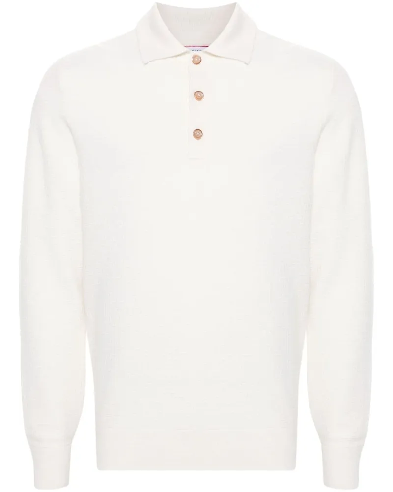 Brunello Cucinelli Poloshirt aus Kaschmir mit Waffelstrick-Muster - Weiß Weiß
