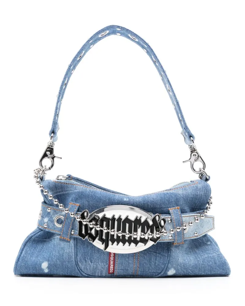 Dsquared2 Gothic Jeanstasche mit Logo-Schild - Blau Blau