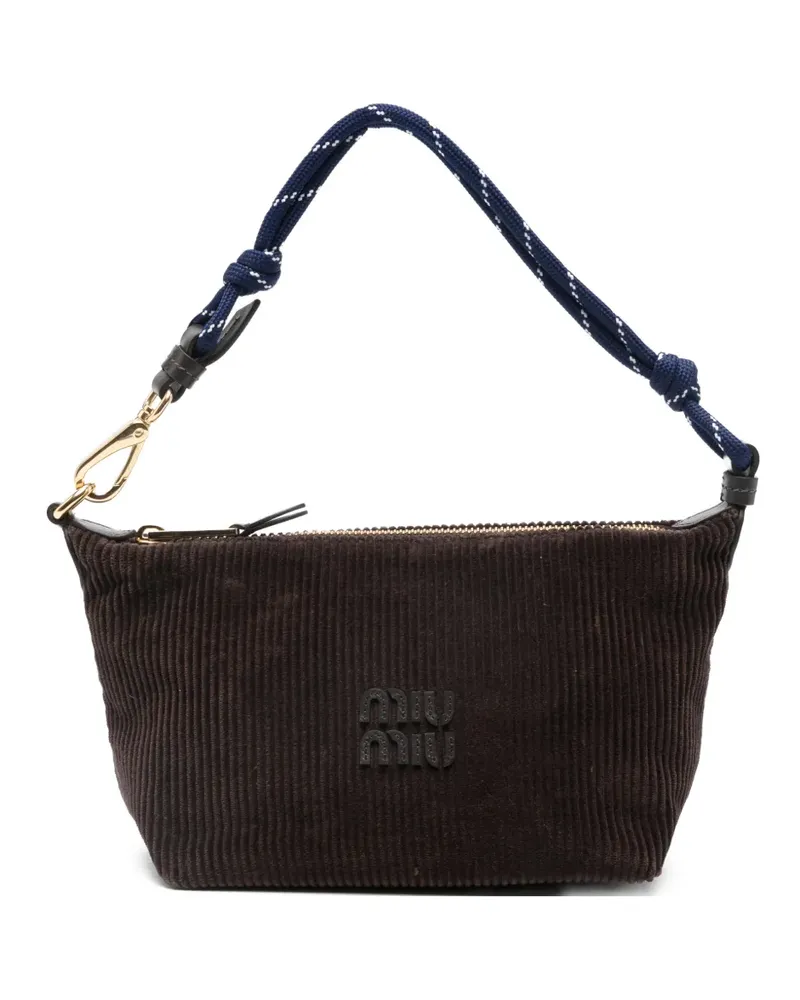 Miu Miu corduroy logo shoulder bag - Braun Braun