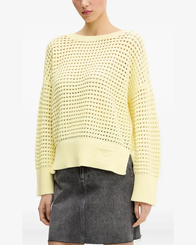 HUGO BOSS textured open-knit sweater - Gelb Gelb