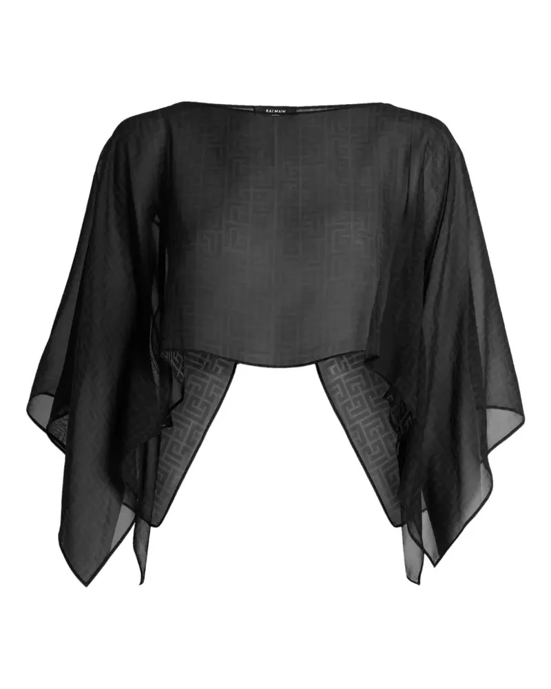 Balmain Monogram Strandtop aus Chiffon - Schwarz Schwarz