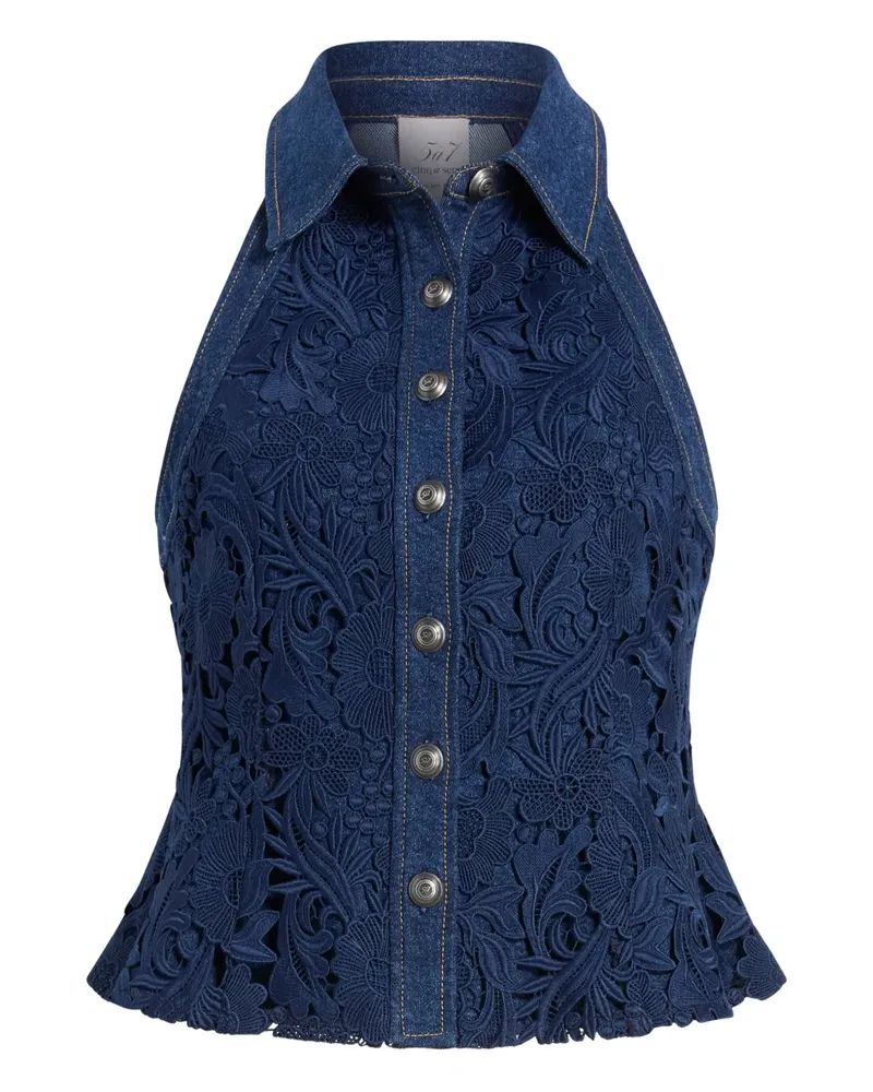 Cinq à Sept Ronin Oberteil mit Spitze - Blau Blau