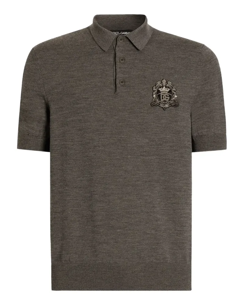 Dolce & Gabbana Poloshirt mit Applikation - Grau Grau