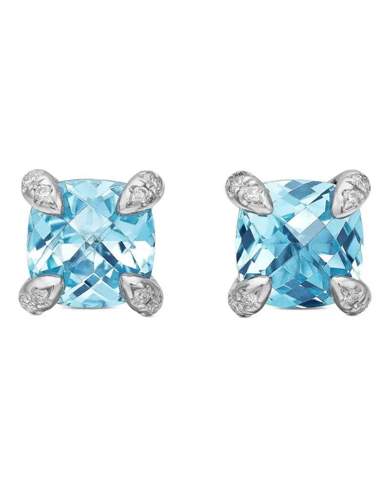 David Yurman Petite Chatelaine Ohrstecker mit Topas und Diamanten 6mm - Blau Blau