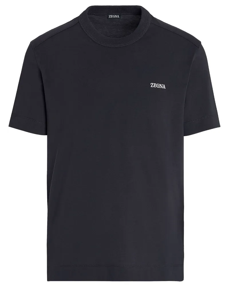 Ermenegildo Zegna T-Shirt mit Logo-Stickerei - Blau Blau