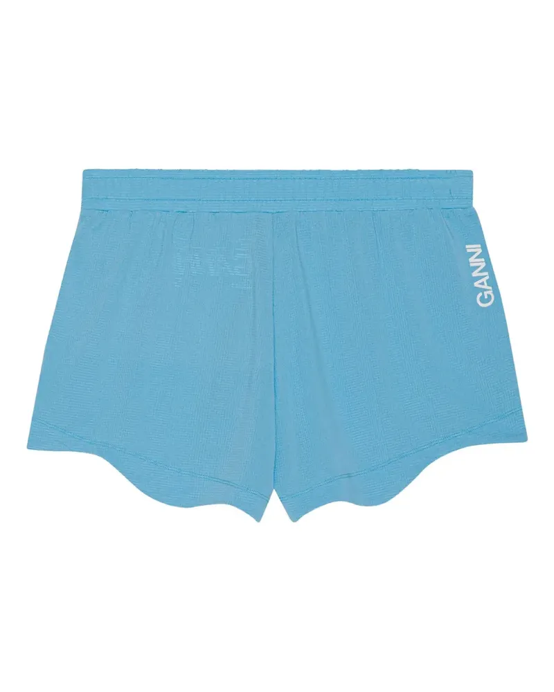 Ganni logo-print shorts - Blau Blau