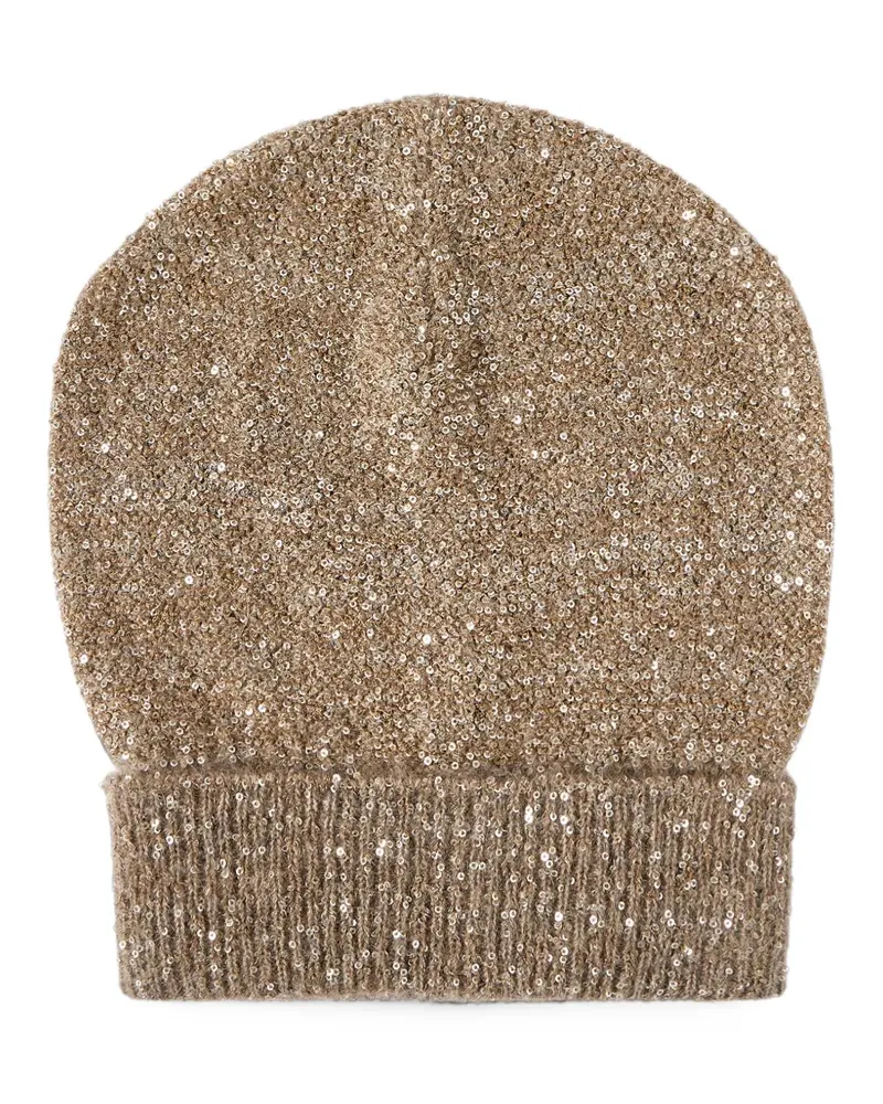 Brunello Cucinelli Beanie aus Mohair-Wollgemisch mit funkelnder Struktur - Nude Nude