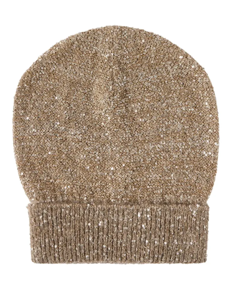 Brunello Cucinelli Beanie aus Mohair-Wollgemisch mit funkelnder Struktur - Nude Nude
