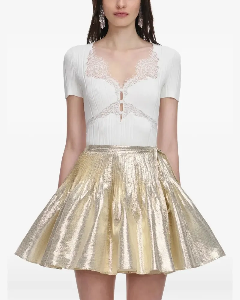 Self-Portrait lace trim top - Weiß Weiß