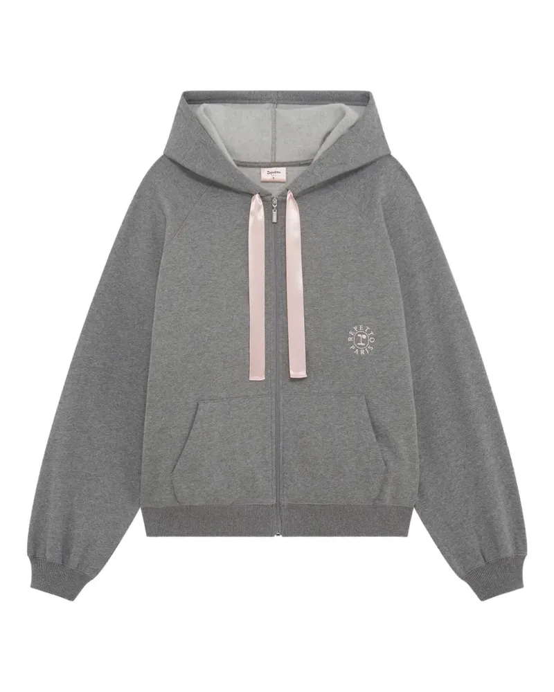 Repetto satin-trimmed zip-up hoodie - Grau Grau