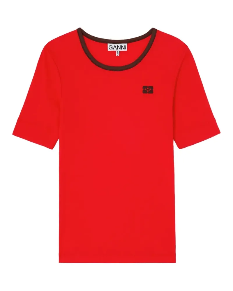Ganni logo-detail T-shirt - Rot Rot