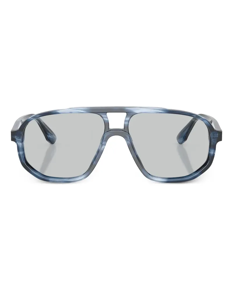 Emporio Armani Gestreifte Pilotenbrille - Blau Blau
