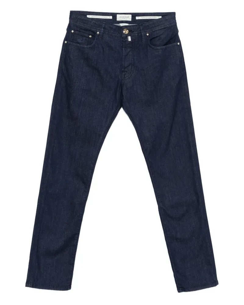 Jacob Cohën Schmale Jeans mit Stickerei - Blau Blau