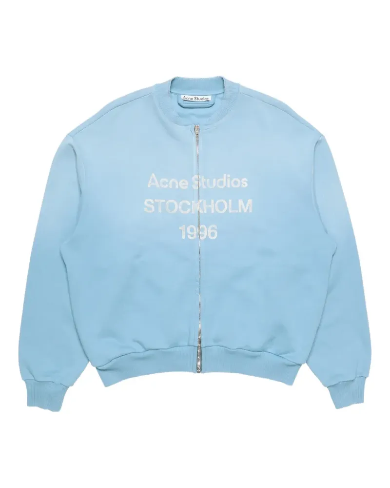 Acne Studios logo-print zip-up sweatshirt - Blau Blau
