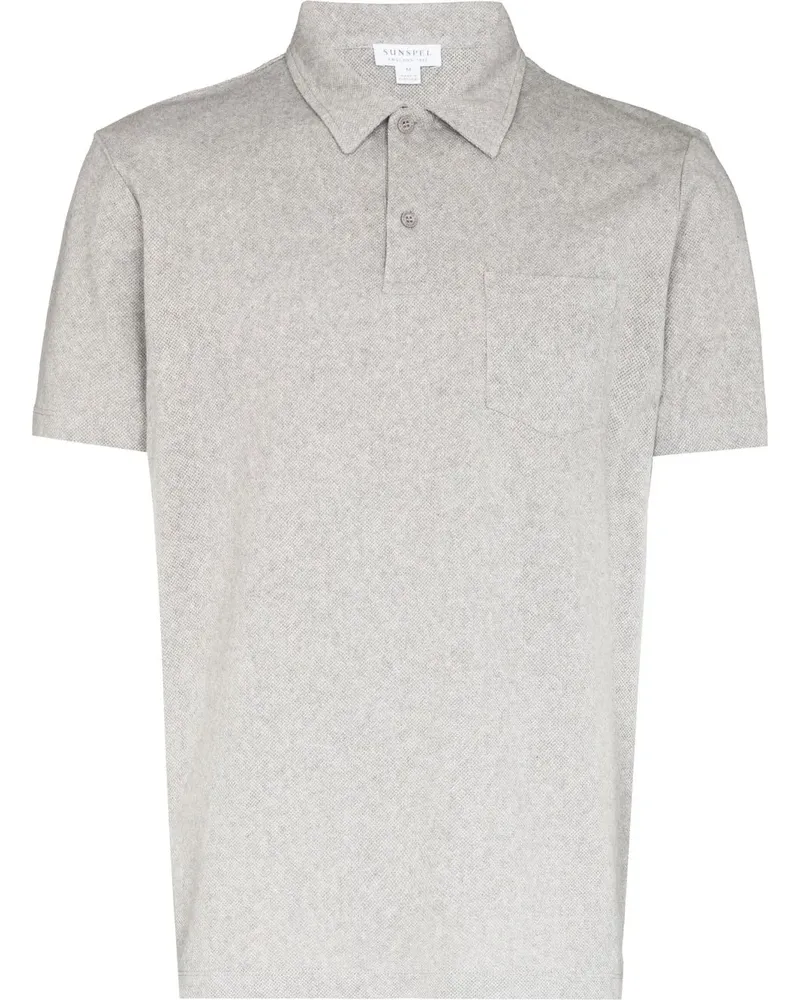 Sunspel Kurzärmeliges Poloshirt - Grau Grau