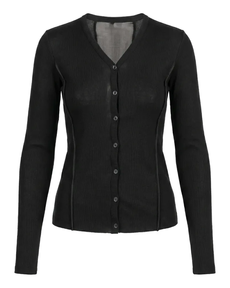Masnada chiffon-insert ribbed cardigan - Schwarz Schwarz