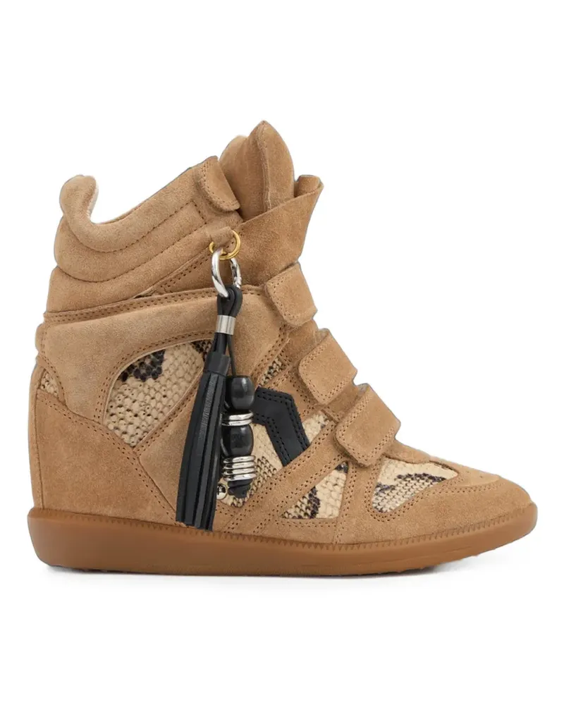 Isabel Marant Bekett ring python-leather wedge sneakers - Nude Nude