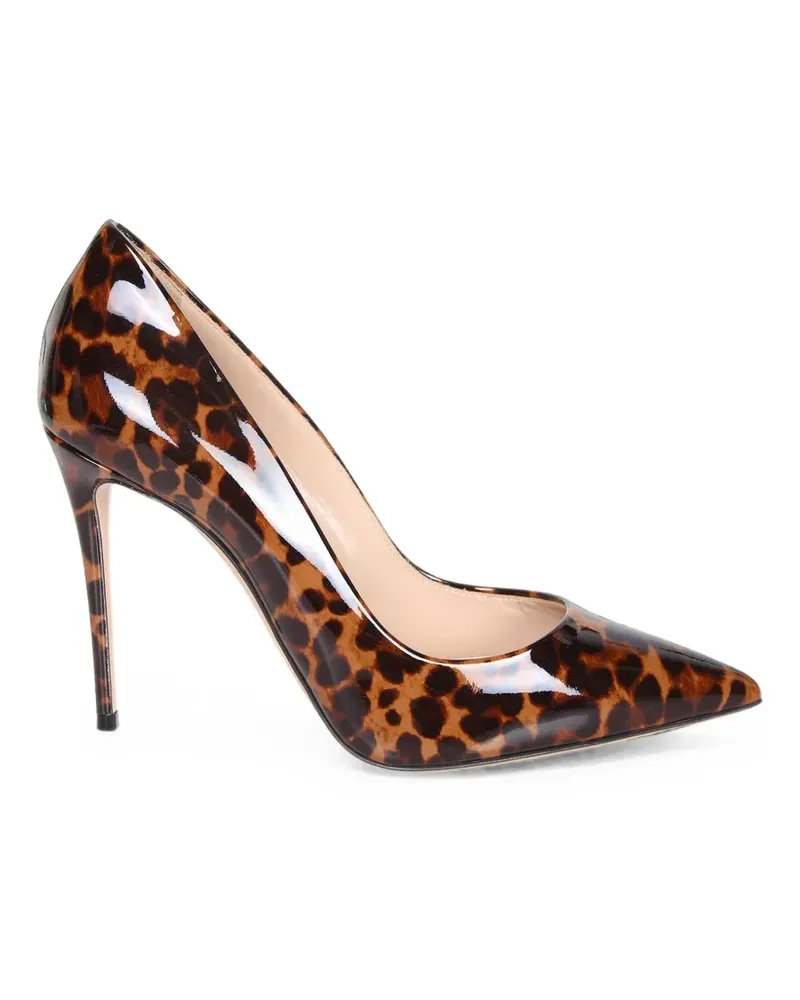 Casadei Pumps in Lackoptik mit Leoparden-Print - Braun Braun