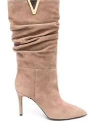 Via Roma 15 Stiefel mit Logo-Schild 90mm Nude