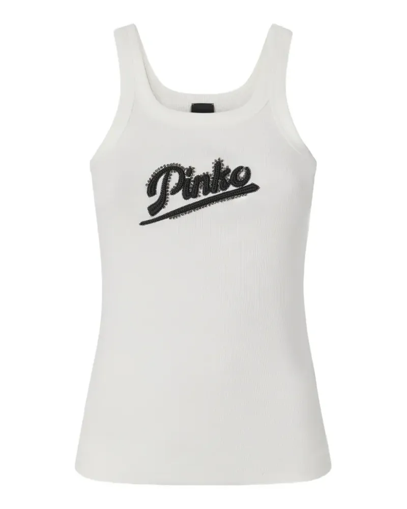 Pinko logo-embroidered tank top - Weiß Weiß