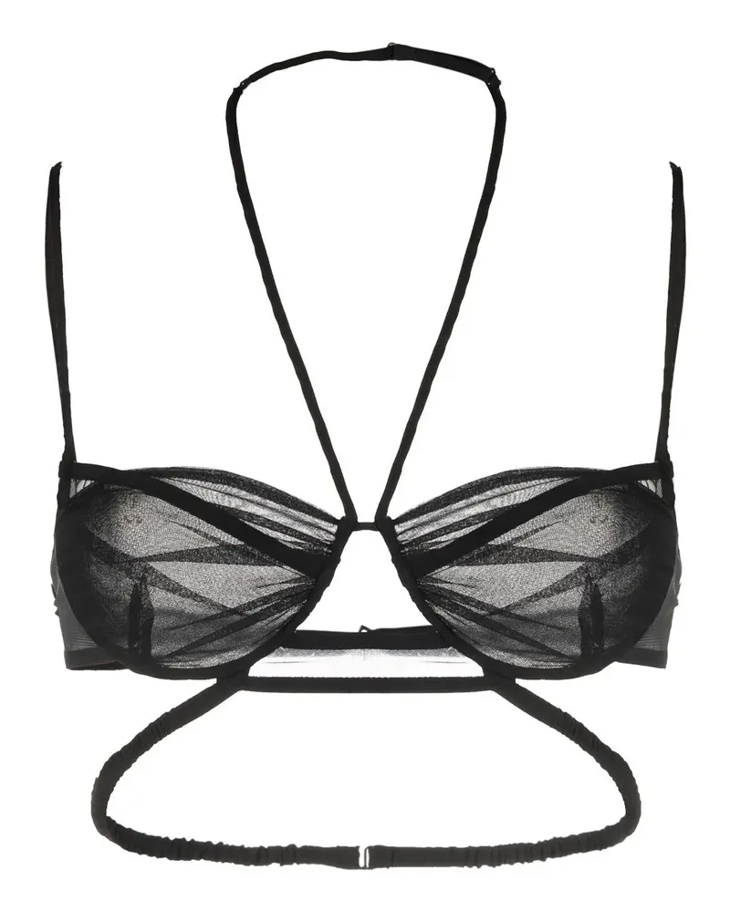 Nensi Dojaka Transparenter Neckholder-BH - Schwarz Schwarz