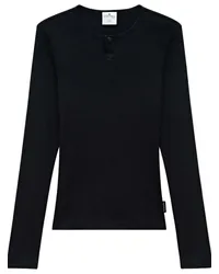 Courrèges Geripptes Langarmshirt Schwarz