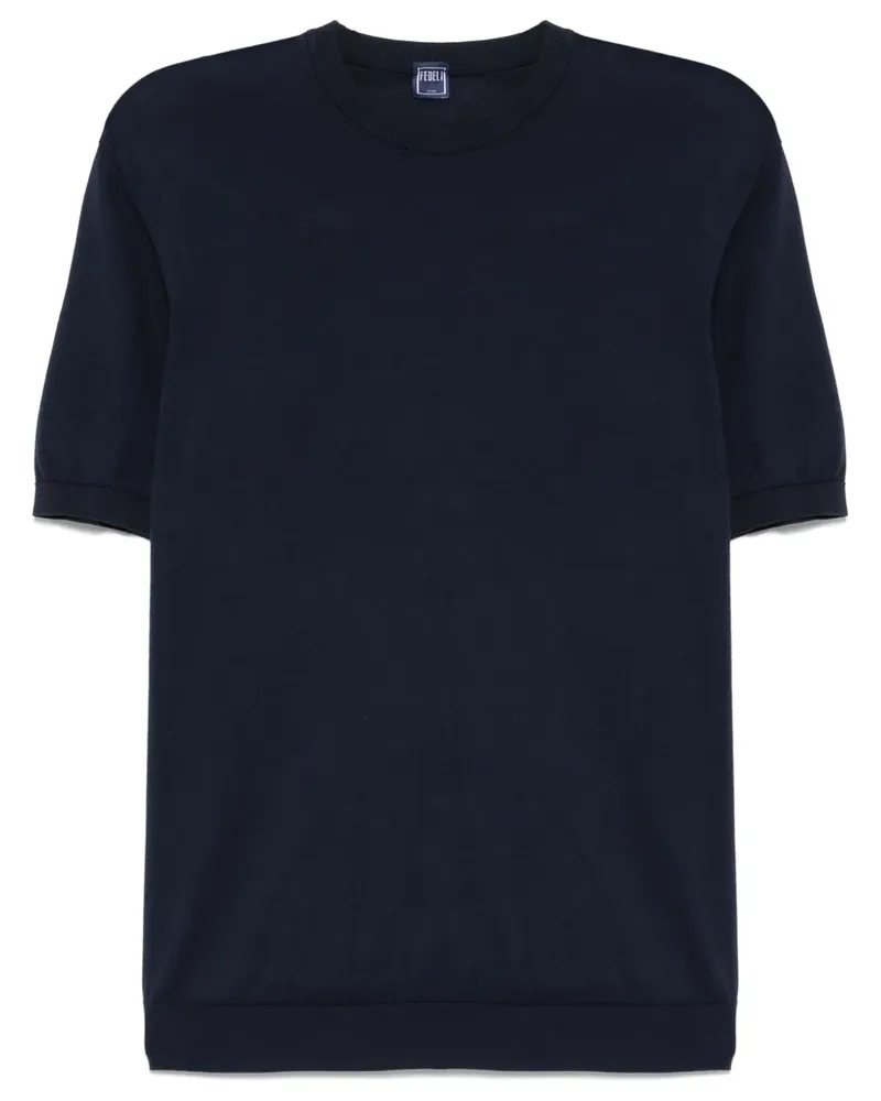 Fedeli Fein gestricktes T-Shirt - Blau Blau