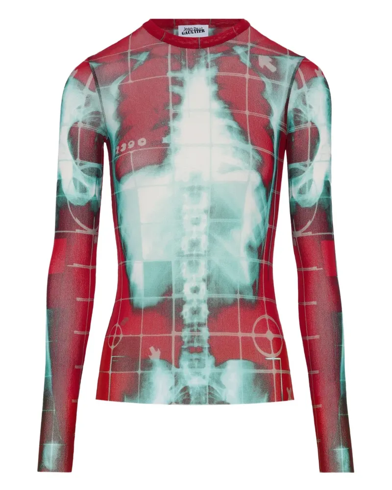Jean Paul Gaultier Mesh-Langarmshirt - Rot Rot