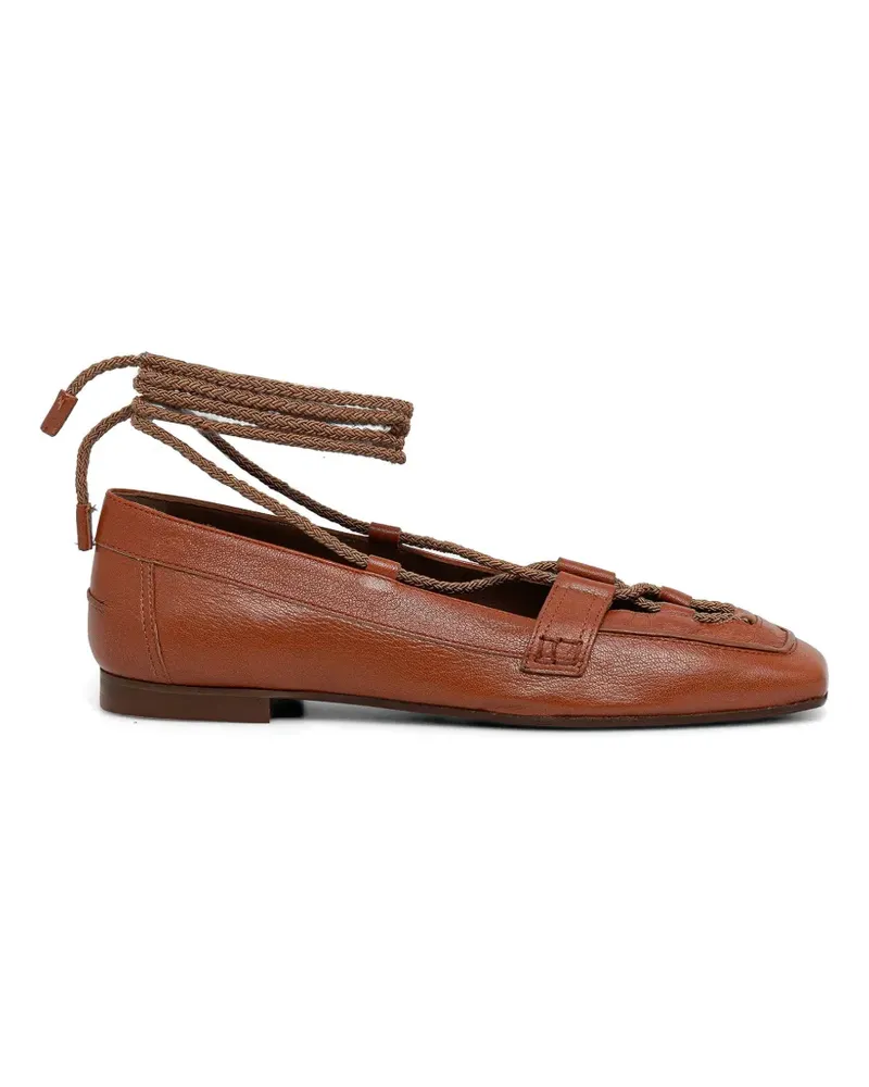 Pollini lace-up square-toe ballet flats - Braun Braun