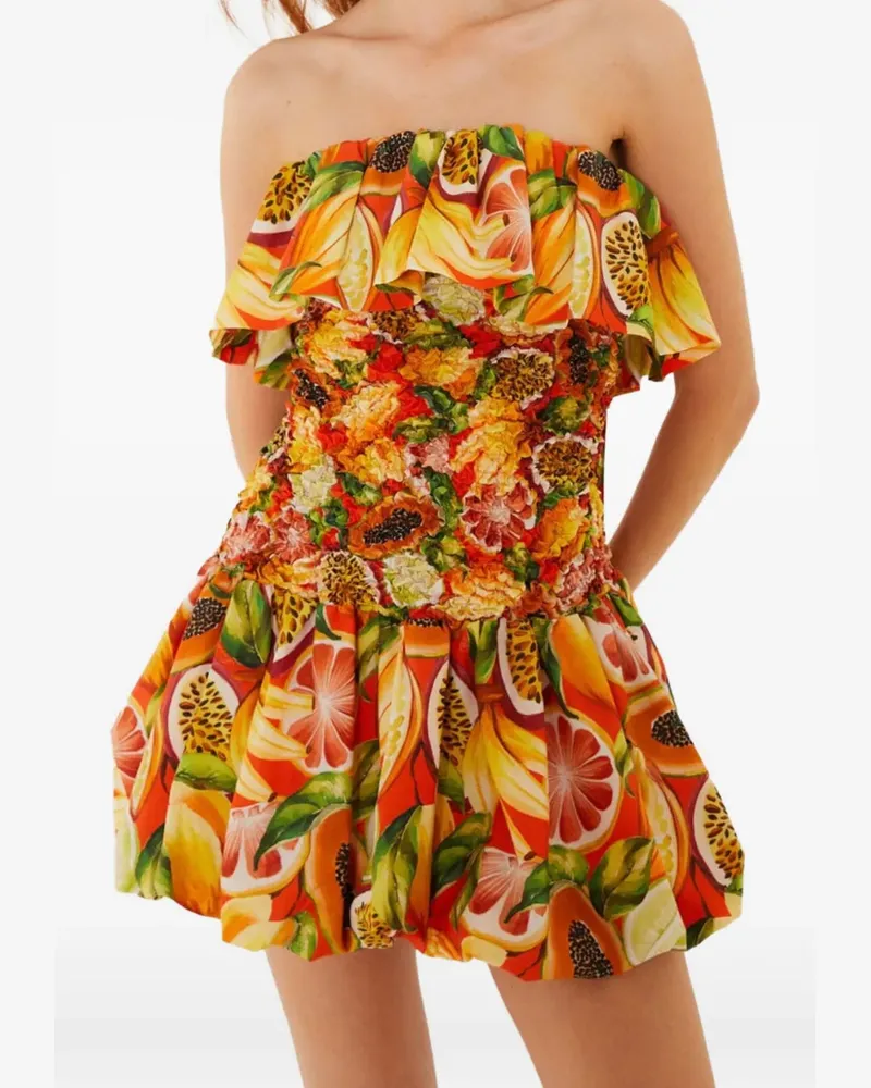 FARM Rio Fruit Garden ruffled dress - Orange Orange