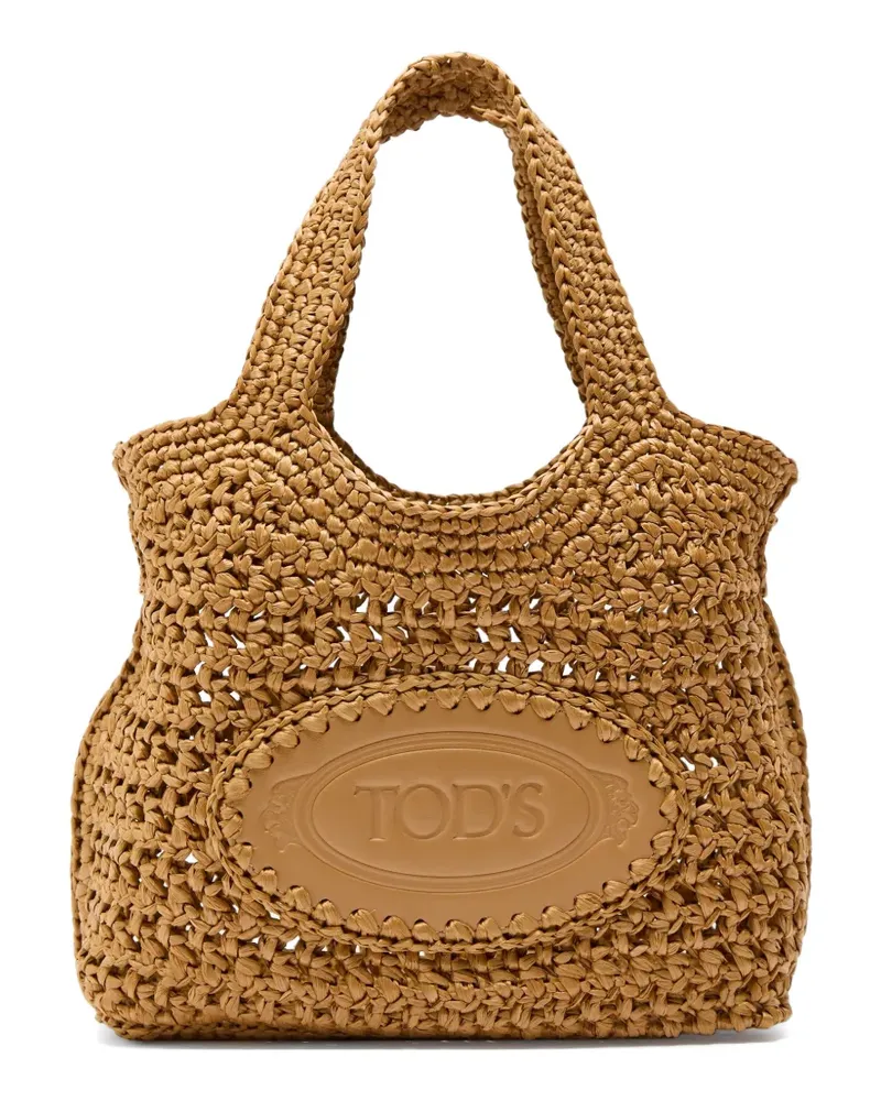 TOD'S woven raffia shoulder bag - Nude Nude