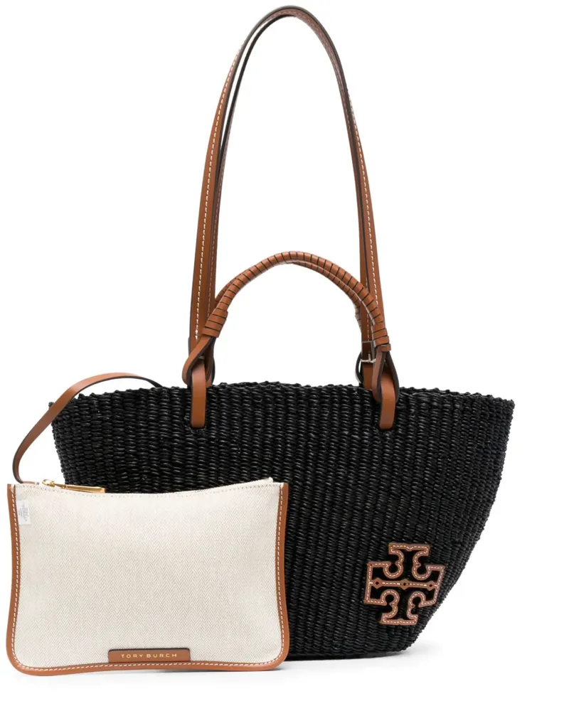 Tory Burch Mittelgroßer Shopper mit Bast - Schwarz Schwarz