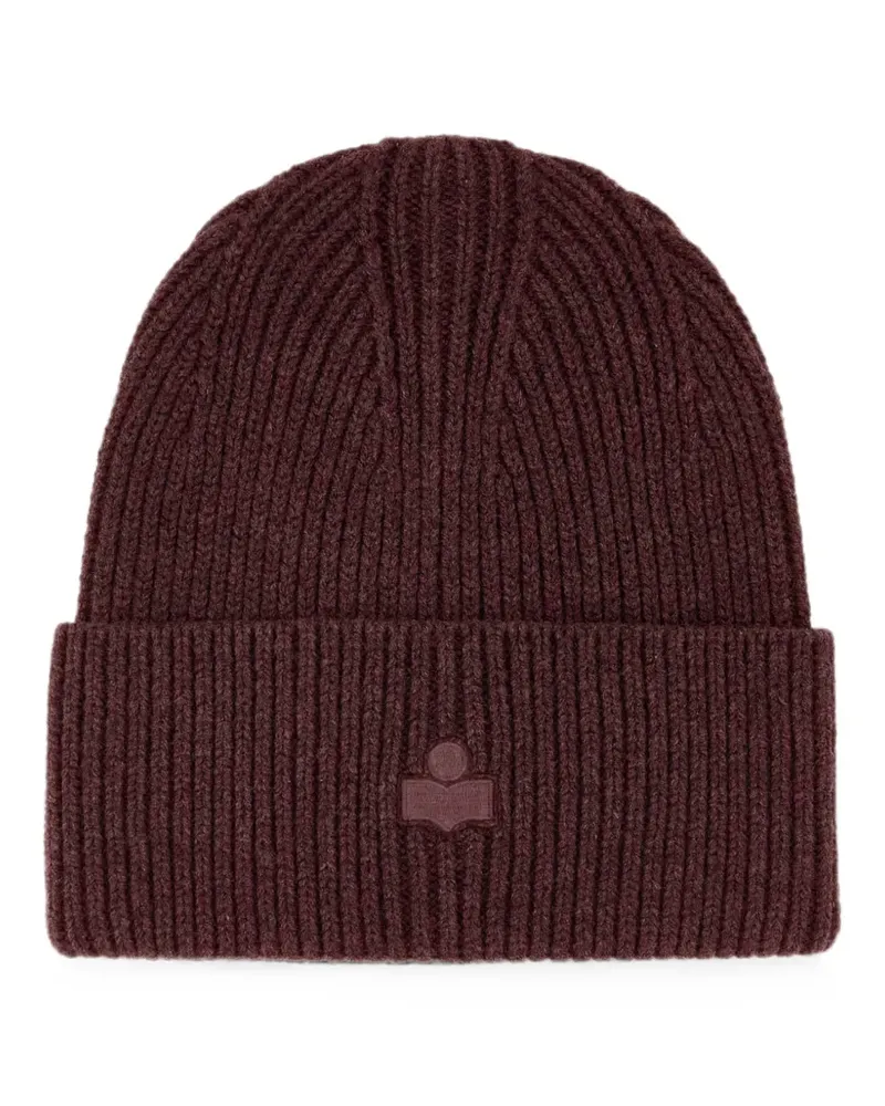 Isabel Marant ribbed-knit logo-embroidered beanie hat - Rot Rot
