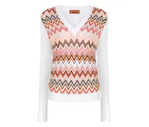 Pullover mit Zickzackmuster - Weiß