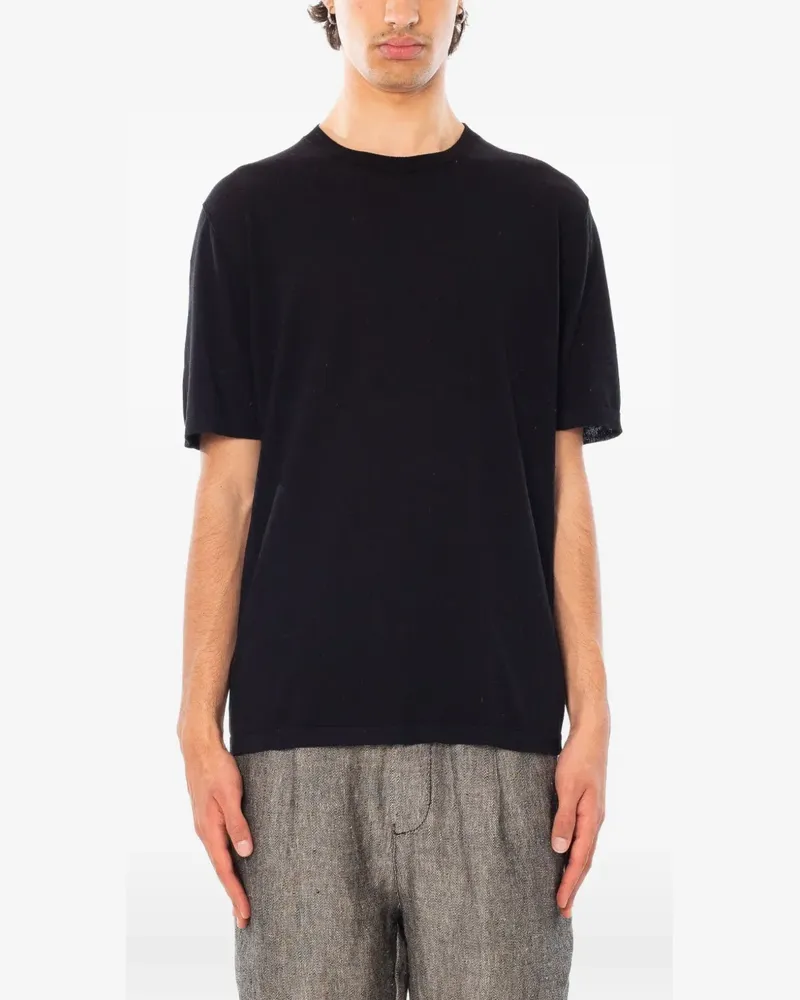 TRANSIT T-Shirt aus Kreppstrick - Schwarz Schwarz