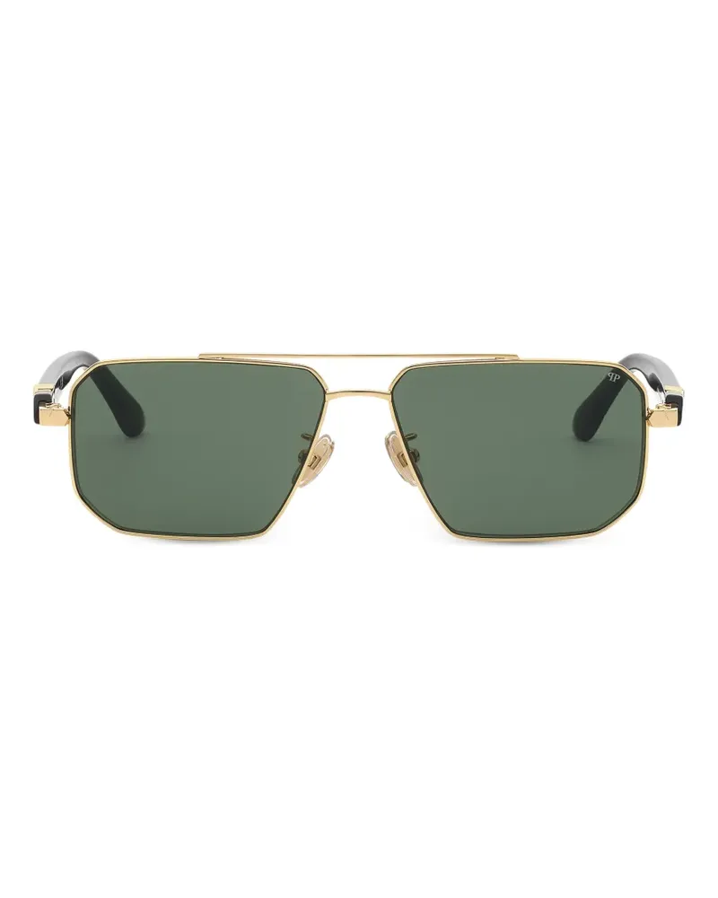 Philipp Plein geometric-frame logo-plaque sunglasses - Grün Grün
