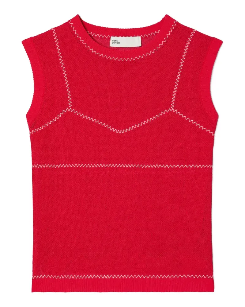 Tory Burch cotton and nylon mesh top - Rot Rot