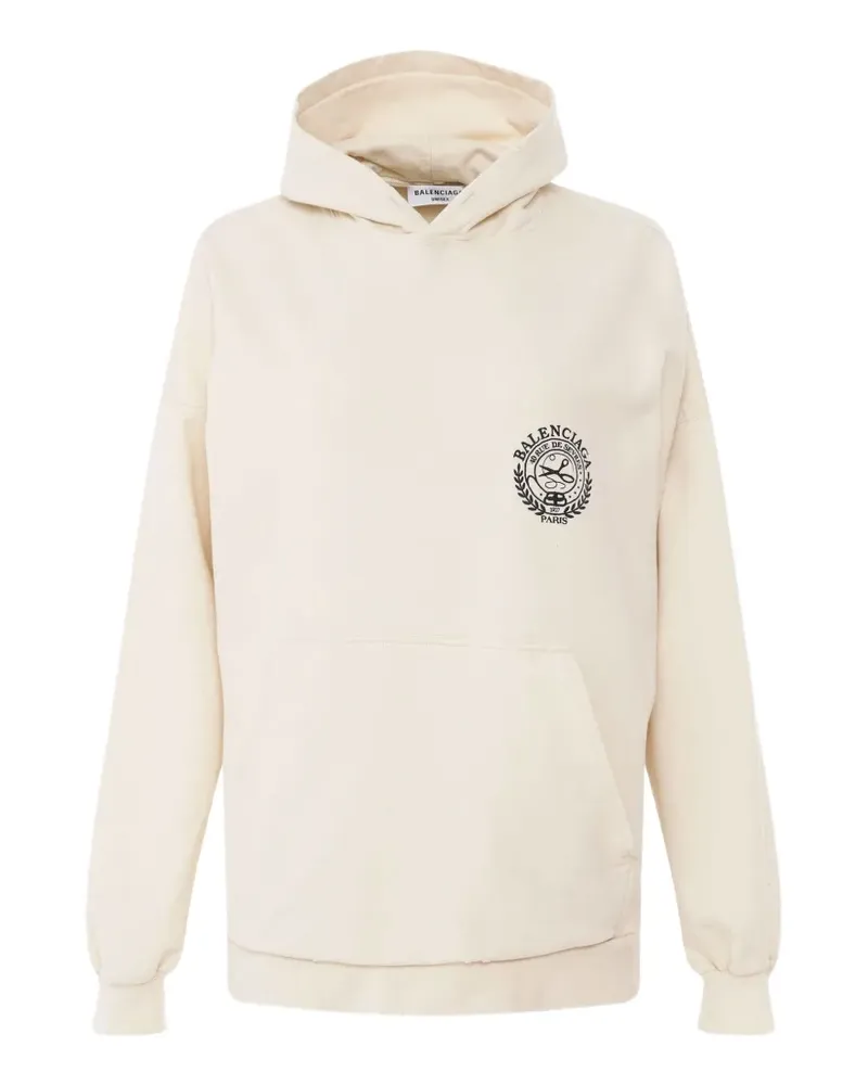Balenciaga embroidered-crest wide-fit hoodie - Nude Nude