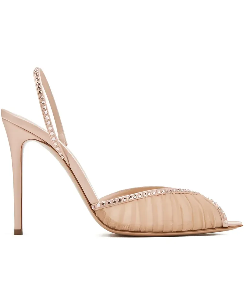 Andrea Wazen Kay Slingback-Pumps mit Kristallen 105mm - Nude Nude